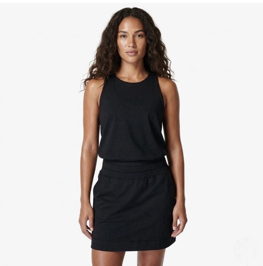 Sweaty Betty Gaia Dress Size L Black Sleeveless Yoga Athletic Athleisure Capsule